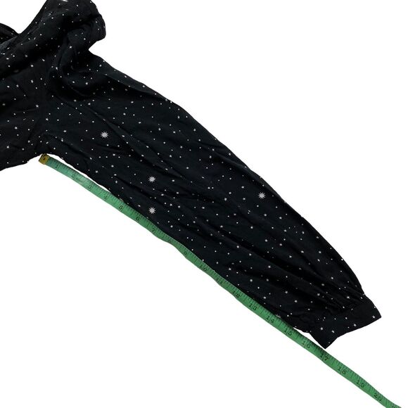 GAP Black Celestial Rayon Long Sleeve Wrap Top Size Medium Womens Stars Dot - Picture 11 of 12